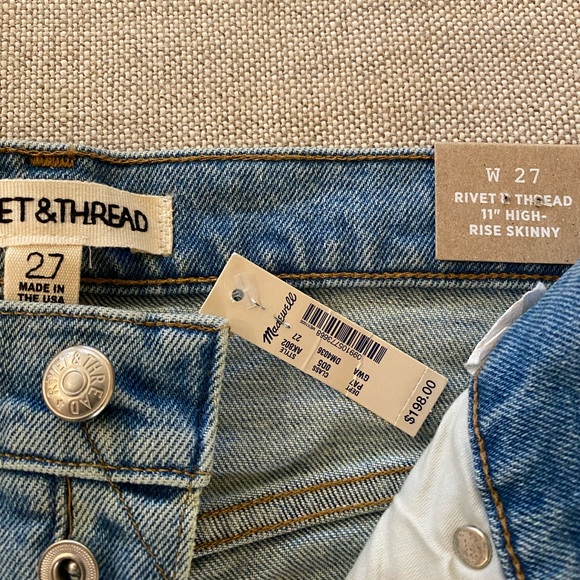Madewell  Rivet & Thread 11" High-Rise Skinny Jeans in Gordon Wash Sz 27 AK802 - Picture 8 of 9